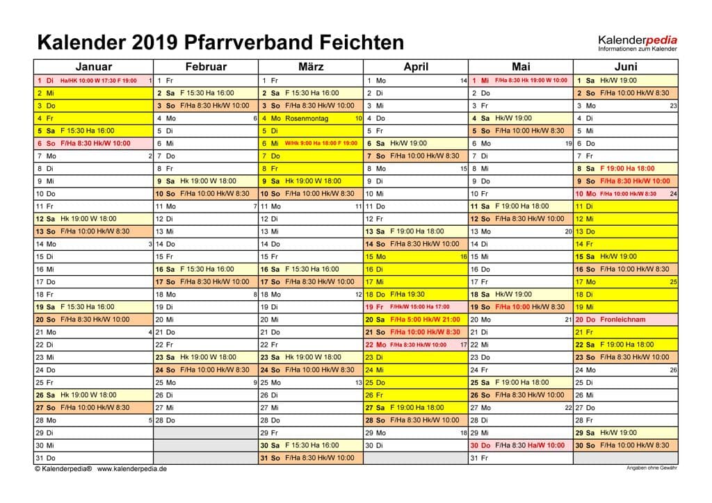Kalender PVF 2024 Pfarrverband Feichten